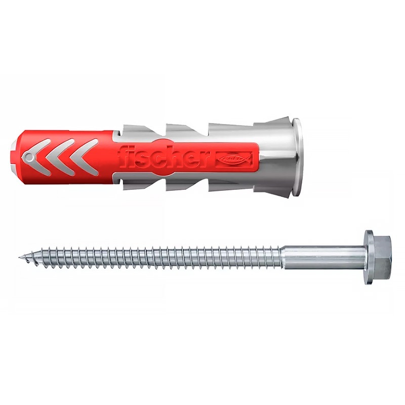 Дюбель Fischer DuoPower S с шурупом с шестигранной головкой и прессшайбой