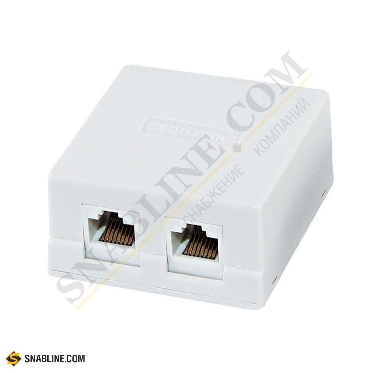 Розетка компьютерная внешняя TDM ELECTRIC RJ-45 (8Р-8С) двухместная белая