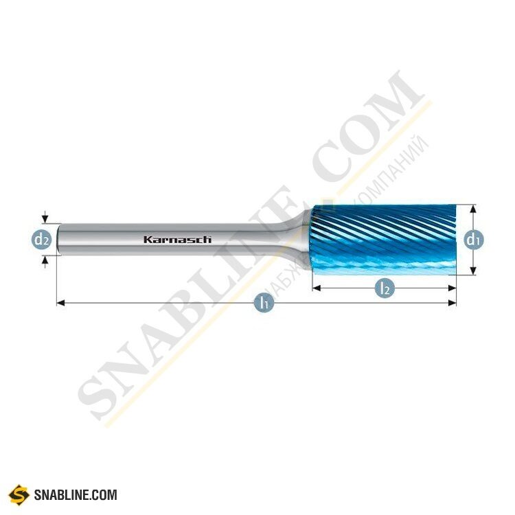 Борфреза Karnasch ZYA HP-5-CUT Blue-Tec форма А цилиндр с гладким торцом паяная