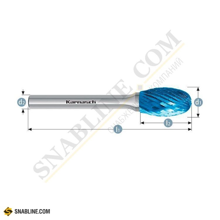 Борфреза Karnasch TRE HP-1-CUT Blue-Tec форма Е овальная паяная